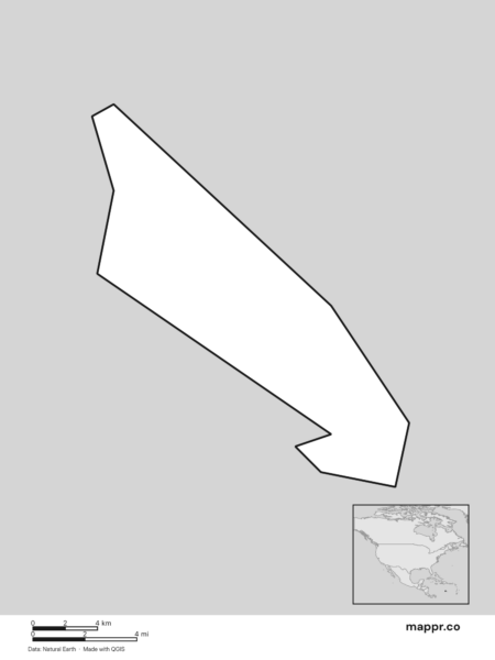 Blank political map of Aruba showing its international borders without labels (black and white).