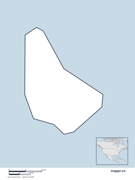 Blank political map of Barbados showing its international borders without labels.