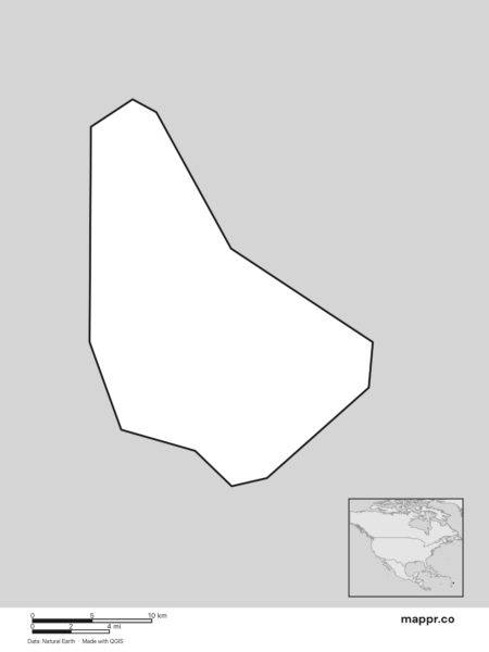 Blank political map of Barbados showing its international borders without labels (black and white).