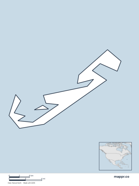 Blank political map of Bermuda showing its international borders without labels.