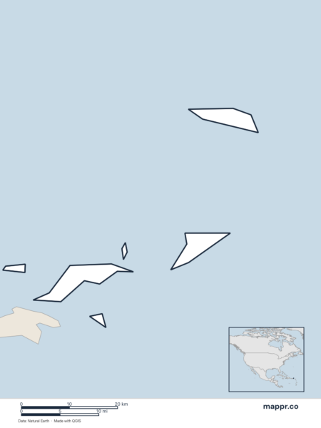 Blank political map of British Virgin Islands showing its international borders without labels.
