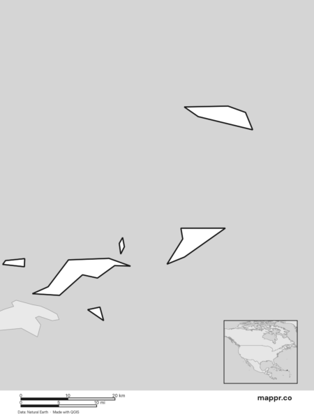 Blank political map of British Virgin Islands showing its international borders without labels (black and white).
