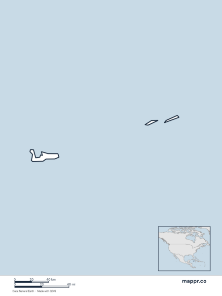 Blank political map of Cayman Islands showing its international borders without labels.
