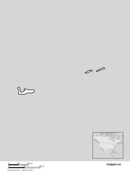 Blank political map of Cayman Islands showing its international borders without labels (black and white).