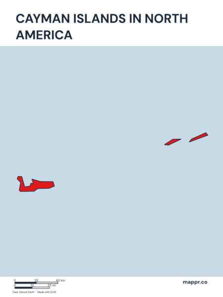 A map highlighting Cayman Islands's location on the north american continent.