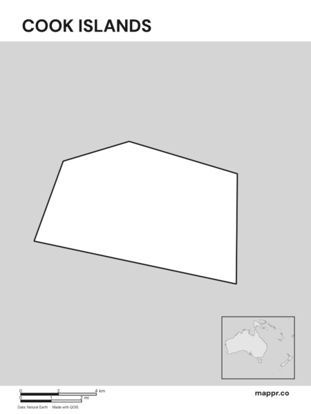 Outline map of Cook Islands with detailed country borders (black and white).