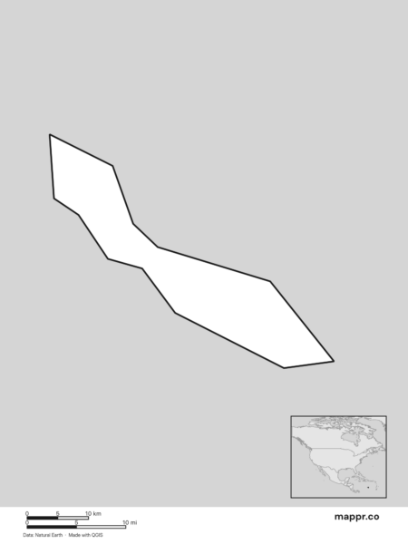 Blank political map of Curaçao showing its international borders without labels (black and white).