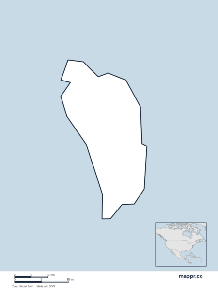Blank political map of Dominica showing its international borders without labels.