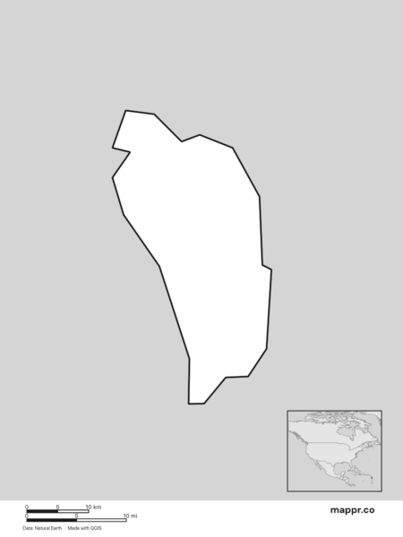 Blank political map of Dominica showing its international borders without labels (black and white).