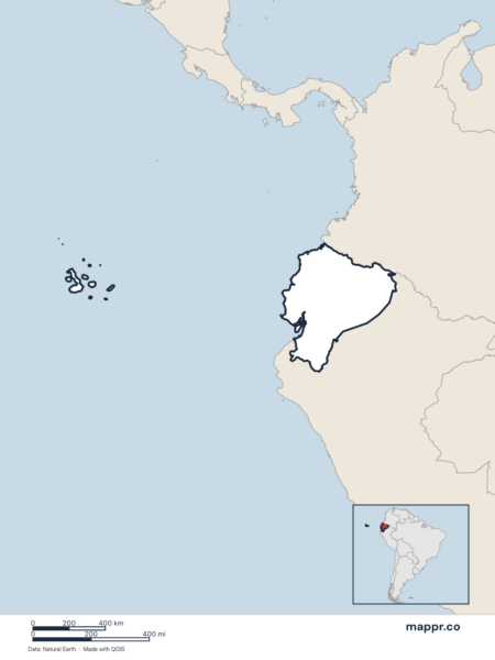 Blank political map of Ecuador showing its international borders without labels.