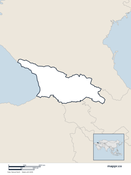 Blank political map of Georgia showing its international borders without labels.