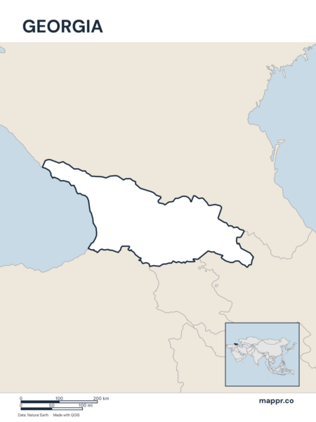 Outline map of Georgia with detailed country borders.