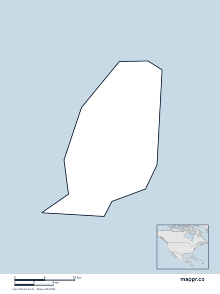 Blank political map of Grenada showing its international borders without labels.