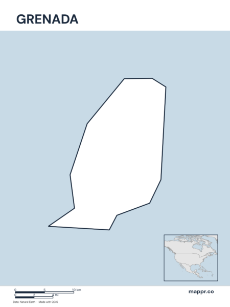 Outline map of Grenada with detailed country borders.