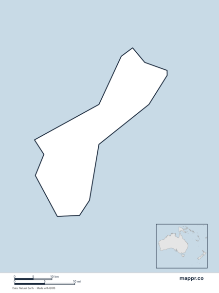Blank political map of Guam showing its international borders without labels.