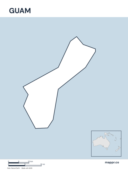 Outline map of Guam with detailed country borders.