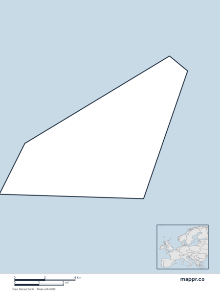 Blank political map of Guernsey showing its international borders without labels.