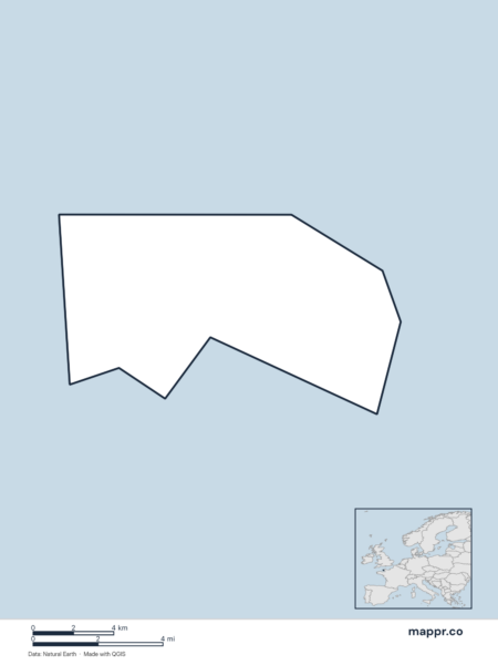 Blank political map of Jersey showing its international borders without labels.