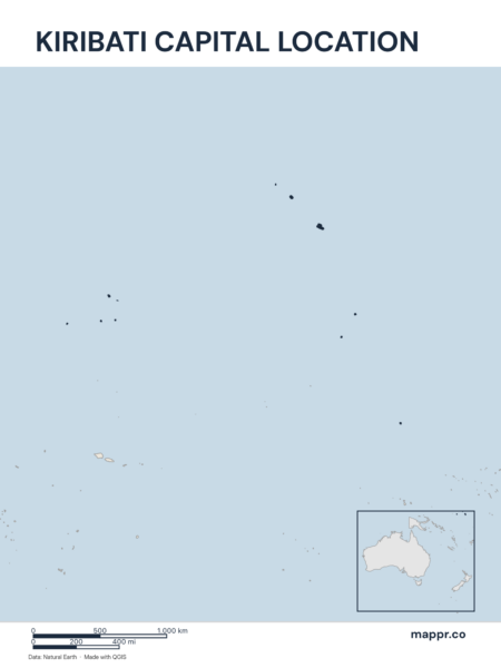 Detailed map pinpointing Tarawa, the capital of Kiribati.