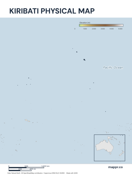 Map featuring Tarawa, the capital of Kiribati, with rich topographical detail.