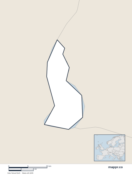 Blank political map of Liechtenstein showing its international borders without labels.