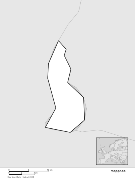 Blank political map of Liechtenstein showing its international borders without labels (black and white).
