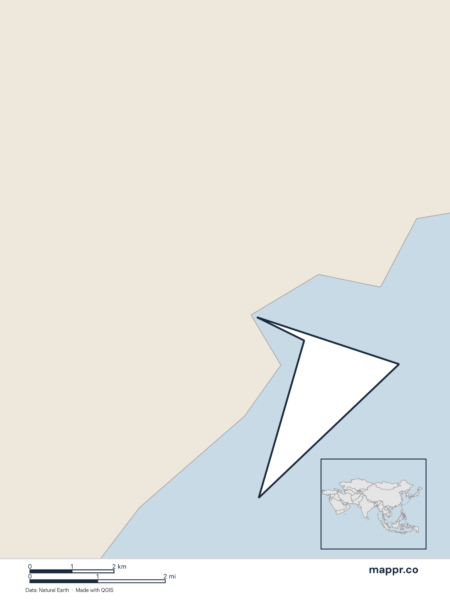 Blank political map of Macau showing its international borders without labels.