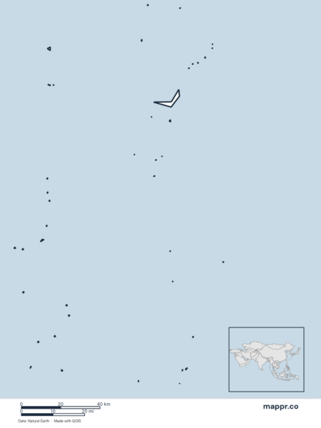 Blank political map of Maldives showing its international borders without labels.