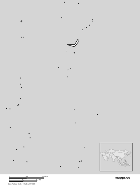 Blank political map of Maldives showing its international borders without labels (black and white).