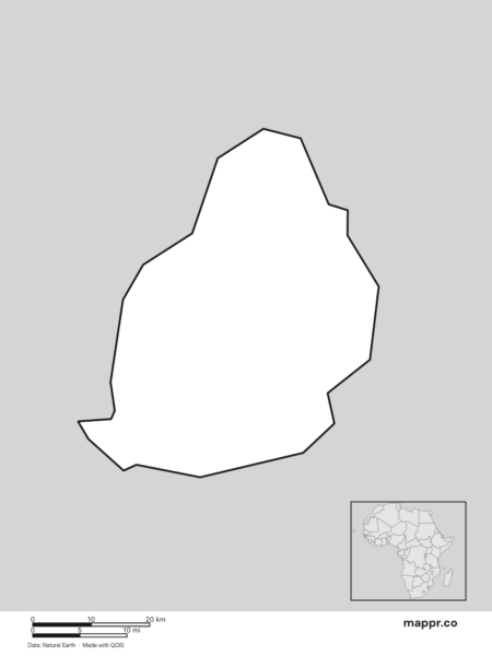 Blank political map of Mauritius showing its international borders without labels (black and white).