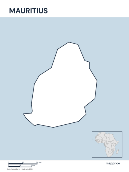 Outline map of Mauritius with detailed country borders.