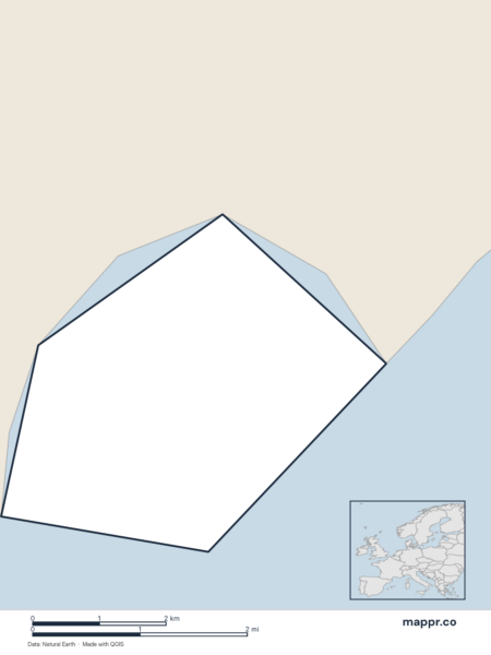 Blank political map of Monaco showing its international borders without labels.