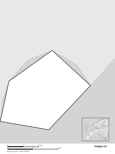 Blank political map of Monaco showing its international borders without labels (black and white).