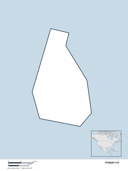 Blank political map of Montserrat showing its international borders without labels.