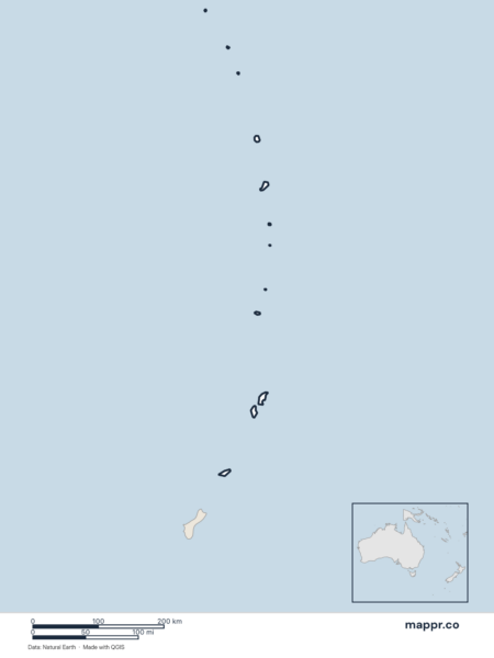 Blank political map of Northern Mariana Islands showing its international borders without labels.