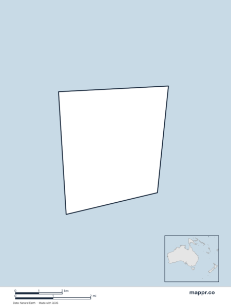 Blank political map of Nauru showing its international borders without labels.