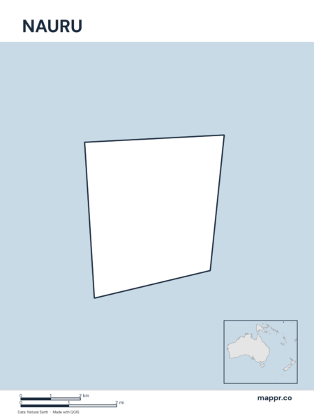 Outline map of Nauru with detailed country borders.