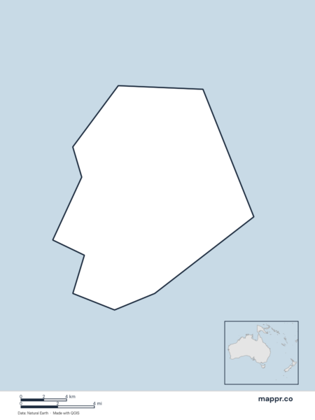 Blank political map of Niue showing its international borders without labels.