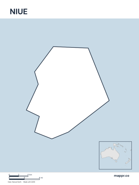 Outline map of Niue with detailed country borders.