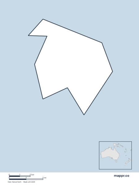 Blank political map of Norfolk Island showing its international borders without labels.