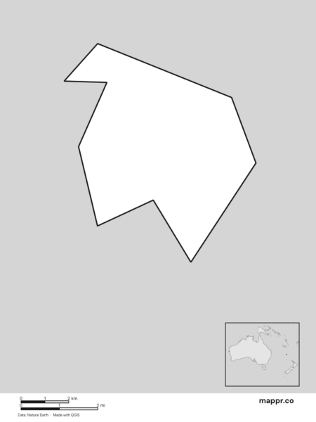 Blank political map of Norfolk Island showing its international borders without labels (black and white).