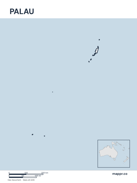 Outline map of Palau with detailed country borders.