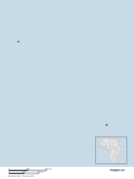 Blank political map of Saint Helena showing its international borders without labels.