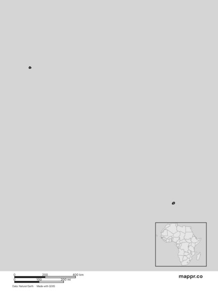 Blank political map of Saint Helena showing its international borders without labels (black and white).