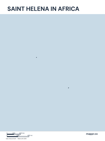A map highlighting Saint Helena's location on the african continent.