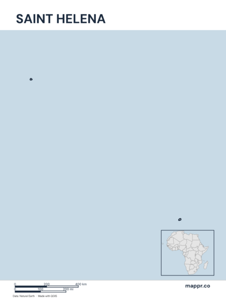 Outline map of Saint Helena with detailed country borders.
