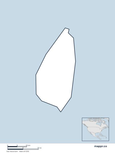 Blank political map of Saint Lucia showing its international borders without labels.