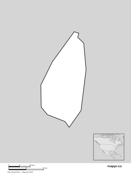 Blank political map of Saint Lucia showing its international borders without labels (black and white).