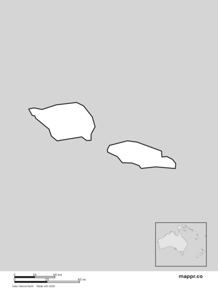 Blank political map of Samoa showing its international borders without labels (black and white).