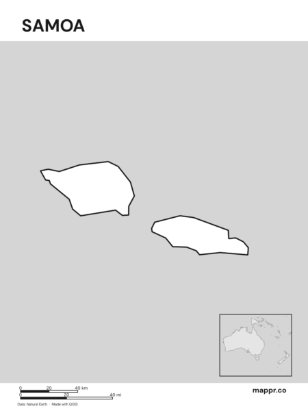 Outline map of Samoa with detailed country borders (black and white).